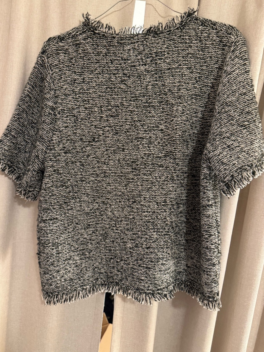 J.Crew Factory Tweed Button Front Short Sleeve Cardigan - Black & White M - Picture 3 of 3